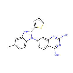 Cc1ccc2c(c1)nc(-c1cccs1)n2-c1ccc2c(N)nc(N)nc2c1 ZINC000169706542