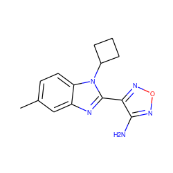 Cc1ccc2c(c1)nc(-c1nonc1N)n2C1CCC1 ZINC000049048114