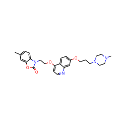 Cc1ccc2c(c1)oc(=O)n2CCOc1ccnc2cc(OCCCN3CCN(C)CC3)ccc12 ZINC000653747425