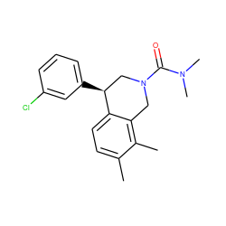 Cc1ccc2c(c1C)CN(C(=O)N(C)C)C[C@@H]2c1cccc(Cl)c1 ZINC000038156068