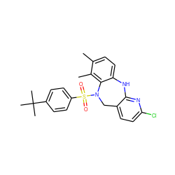 Cc1ccc2c(c1C)N(S(=O)(=O)c1ccc(C(C)(C)C)cc1)Cc1ccc(Cl)nc1N2 ZINC000095575202