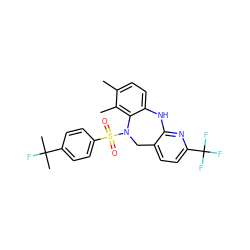 Cc1ccc2c(c1C)N(S(=O)(=O)c1ccc(C(C)(C)F)cc1)Cc1ccc(C(F)(F)F)nc1N2 ZINC000095574497