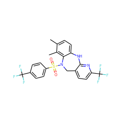 Cc1ccc2c(c1C)N(S(=O)(=O)c1ccc(C(F)(F)F)cc1)Cc1ccc(C(F)(F)F)nc1N2 ZINC000095578004