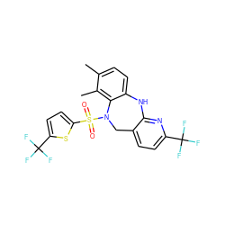 Cc1ccc2c(c1C)N(S(=O)(=O)c1ccc(C(F)(F)F)s1)Cc1ccc(C(F)(F)F)nc1N2 ZINC000095573487