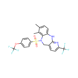 Cc1ccc2c(c1C)N(S(=O)(=O)c1ccc(OC(F)(F)F)cc1)Cc1ccc(C(F)(F)F)nc1N2 ZINC000095578593