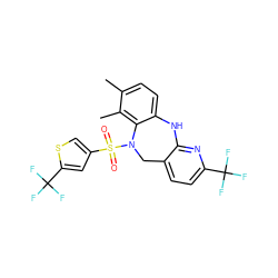 Cc1ccc2c(c1C)N(S(=O)(=O)c1csc(C(F)(F)F)c1)Cc1ccc(C(F)(F)F)nc1N2 ZINC000095571626