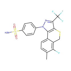 Cc1ccc2c(c1F)CSc1c(C(F)(F)F)nn(-c3ccc(S(N)(=O)=O)cc3)c1-2 ZINC000028521122