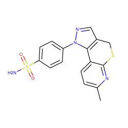 Cc1ccc2c(n1)SCc1cnn(-c3ccc(S(N)(=O)=O)cc3)c1-2 ZINC000095578669