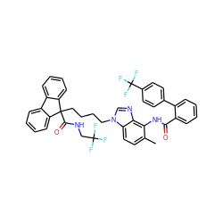 Cc1ccc2c(ncn2CCCCC2(C(=O)NCC(F)(F)F)c3ccccc3-c3ccccc32)c1NC(=O)c1ccccc1-c1ccc(C(F)(F)F)cc1 ZINC000095612299