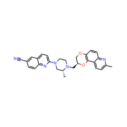 Cc1ccc2c3c(ccc2n1)OC[C@H](CN1CCN(c2ccc4cc(C#N)ccc4n2)C[C@H]1C)O3 ZINC000062178849