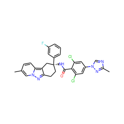 Cc1ccc2c3c(nn2c1)CC[C@](NC(=O)c1c(Cl)cc(-n2cnc(C)n2)cc1Cl)(c1cccc(F)c1)C3 ZINC000473158155