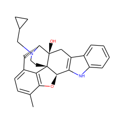 Cc1ccc2c3c1O[C@@H]1c4[nH]c5ccccc5c4C[C@@]4(O)[C@@H](C2)N(CC2CC2)CC[C@]314 ZINC000028523822