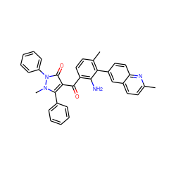 Cc1ccc2cc(-c3c(C)ccc(C(=O)c4c(-c5ccccc5)n(C)n(-c5ccccc5)c4=O)c3N)ccc2n1 ZINC000223063193