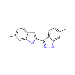 Cc1ccc2cc(-c3n[nH]c4cc(C)ccc34)[nH]c2c1 ZINC000064540628