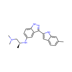 Cc1ccc2cc(-c3n[nH]c4ccc(N[C@@H](C)CN(C)C)cc34)[nH]c2c1 ZINC000066074116