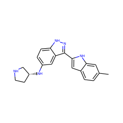 Cc1ccc2cc(-c3n[nH]c4ccc(N[C@@H]5CCNC5)cc34)[nH]c2c1 ZINC000066099151