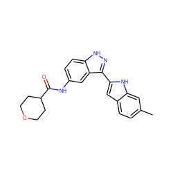 Cc1ccc2cc(-c3n[nH]c4ccc(NC(=O)C5CCOCC5)cc34)[nH]c2c1 ZINC000066102282