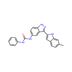 Cc1ccc2cc(-c3n[nH]c4ccc(NC(=O)Nc5ccccc5)cc34)[nH]c2c1 ZINC000066075756