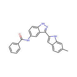 Cc1ccc2cc(-c3n[nH]c4ccc(NC(=O)c5ccccc5)cc34)[nH]c2c1 ZINC000066079057