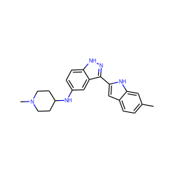 Cc1ccc2cc(-c3n[nH]c4ccc(NC5CCN(C)CC5)cc34)[nH]c2c1 ZINC000066066396