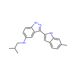 Cc1ccc2cc(-c3n[nH]c4ccc(NCC(C)C)cc34)[nH]c2c1 ZINC000066097529