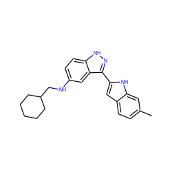 Cc1ccc2cc(-c3n[nH]c4ccc(NCC5CCCCC5)cc34)[nH]c2c1 ZINC000066077211