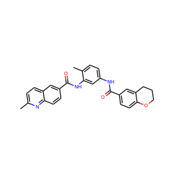 Cc1ccc2cc(C(=O)Nc3cc(NC(=O)c4ccc5c(c4)CCCO5)ccc3C)ccc2n1 ZINC001772607962