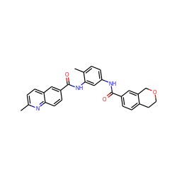 Cc1ccc2cc(C(=O)Nc3cc(NC(=O)c4ccc5c(c4)COCC5)ccc3C)ccc2n1 ZINC001772583850