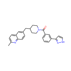 Cc1ccc2cc(CC3CCN(C(=O)c4cccc(-c5cc[nH]n5)c4)CC3)ccc2n1 ZINC000049055773