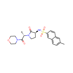 Cc1ccc2cc(S(=O)(=O)N[C@H]3CCN([C@@H](C)C(=O)N4CCOCC4)C3=O)ccc2c1 ZINC000014965161