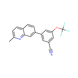 Cc1ccc2ccc(-c3cc(C#N)cc(OC(F)(F)F)c3)cc2n1 ZINC000028823077