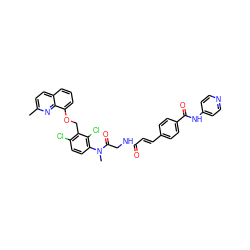 Cc1ccc2cccc(OCc3c(Cl)ccc(N(C)C(=O)CNC(=O)/C=C/c4ccc(C(=O)Nc5ccncc5)cc4)c3Cl)c2n1 ZINC000027330982