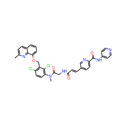 Cc1ccc2cccc(OCc3c(Cl)ccc(N(C)C(=O)CNC(=O)/C=C/c4ccc(C(=O)Nc5ccncc5)nc4)c3Cl)c2n1 ZINC000027330979