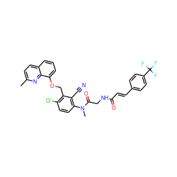 Cc1ccc2cccc(OCc3c(Cl)ccc(N(C)C(=O)CNC(=O)/C=C/c4ccc(C(F)(F)F)cc4)c3C#N)c2n1 ZINC000026985602