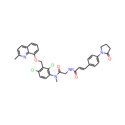 Cc1ccc2cccc(OCc3c(Cl)ccc(N(C)C(=O)CNC(=O)/C=C/c4ccc(N5CCCC5=O)cc4)c3Cl)c2n1 ZINC000027325568