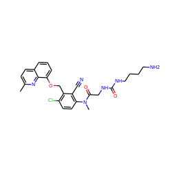 Cc1ccc2cccc(OCc3c(Cl)ccc(N(C)C(=O)CNC(=O)NCCCCN)c3C#N)c2n1 ZINC000003828881