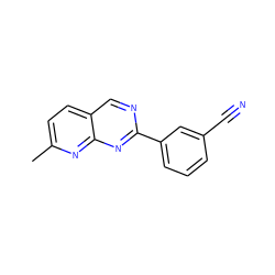 Cc1ccc2cnc(-c3cccc(C#N)c3)nc2n1 ZINC000028826499