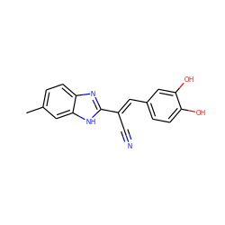 Cc1ccc2nc(/C(C#N)=C/c3ccc(O)c(O)c3)[nH]c2c1 ZINC000016348313