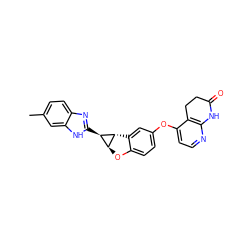 Cc1ccc2nc([C@@H]3[C@@H]4Oc5ccc(Oc6ccnc7c6CCC(=O)N7)cc5[C@H]43)[nH]c2c1 ZINC000150324116