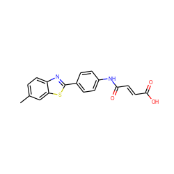 Cc1ccc2nc(-c3ccc(NC(=O)/C=C/C(=O)O)cc3)sc2c1 ZINC000000038662