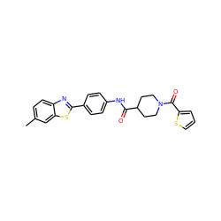 Cc1ccc2nc(-c3ccc(NC(=O)C4CCN(C(=O)c5cccs5)CC4)cc3)sc2c1 ZINC000009585591