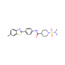 Cc1ccc2nc(-c3ccc(NC(=O)C4CCN(S(=O)(=O)N(C)C)CC4)cc3)sc2c1 ZINC000040875480