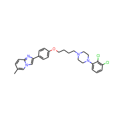 Cc1ccc2nc(-c3ccc(OCCCCN4CCN(c5cccc(Cl)c5Cl)CC4)cc3)cn2c1 ZINC000028711425