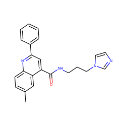 Cc1ccc2nc(-c3ccccc3)cc(C(=O)NCCCn3ccnc3)c2c1 ZINC000002078825