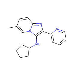 Cc1ccc2nc(-c3ccccn3)c(NC3CCCC3)n2c1 ZINC000000417917