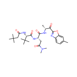 Cc1ccc2nc(C(=O)[C@@H](C)NC(=O)[C@H](CC(=O)N(C)C)NC(=O)[C@@H](NC(=O)CC(C)(C)C)C(C)(C)C)oc2c1 ZINC000027332278