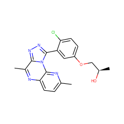 Cc1ccc2nc(C)c3nnc(-c4cc(OC[C@@H](C)O)ccc4Cl)n3c2n1 ZINC000145718320