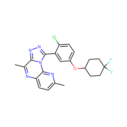 Cc1ccc2nc(C)c3nnc(-c4cc(OC5CCC(F)(F)CC5)ccc4Cl)n3c2n1 ZINC000145712875