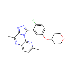 Cc1ccc2nc(C)c3nnc(-c4cc(OC5CCOCC5)ccc4Cl)n3c2n1 ZINC000145717920