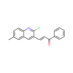 Cc1ccc2nc(Cl)c(/C=C/C(=O)c3ccccc3)cc2c1 ZINC000004176781